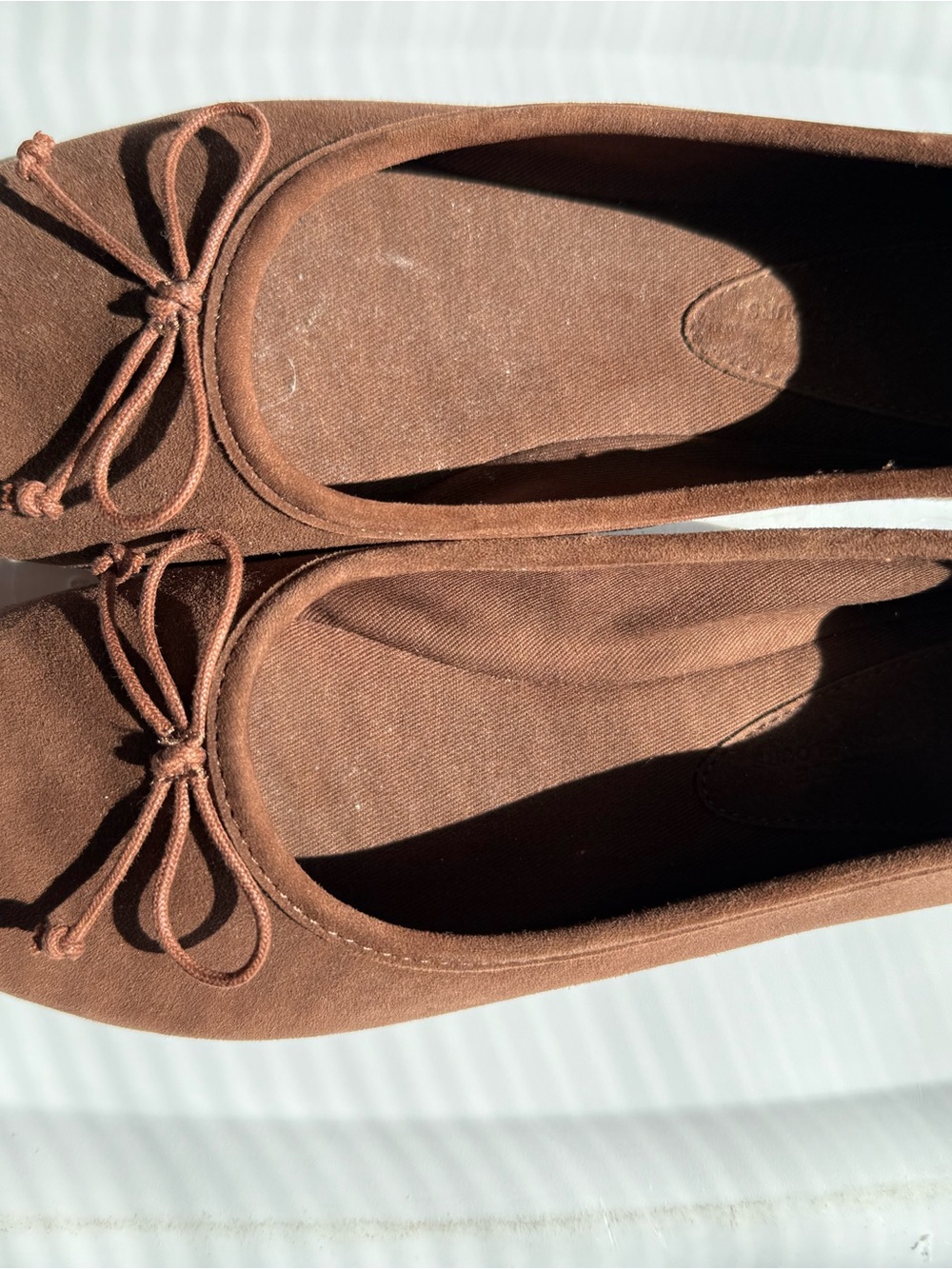 H&M Brown Genuine Suede-Look Ballet Flats with Bow